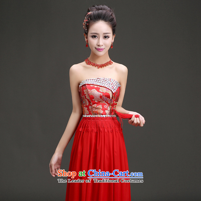 In the spring of 2015, Friends New marriages anointed qipao gown Chinese single breast-diamond jewelry dress bridal dresses bows openings M code 2 feet of the waist-yi (LANYI) , , , shopping on the Internet