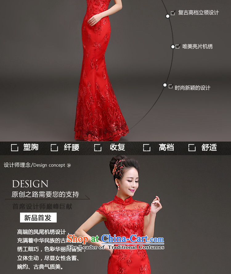 In the spring of 2015, Friends new bride wedding dress retro collar crowsfoot cheongsam dress wedding dresses red red bows M code 2 feet pictures, waist price, brand platters! The elections are supplied in the national character of distribution, so action, buy now enjoy more preferential! As soon as possible.