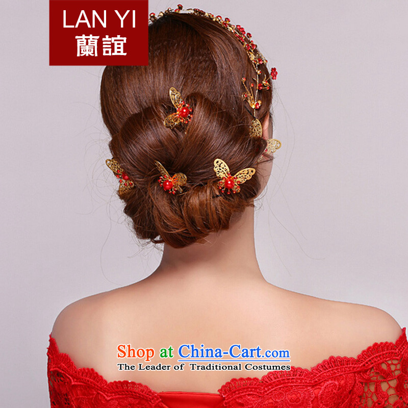The Friends of the bride wedding dresses qipao accessories Korean lovely Head Ornaments marriages was adorned with Ornate Kanzashi reserve red pearl butterfly