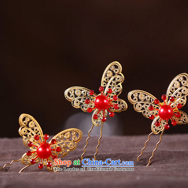 The Friends of the bride wedding dresses qipao accessories Korean lovely Head Ornaments marriages was adorned with Ornate Kanzashi Reserve Hong Zhu Butterfly, Lan-yi (LANYI) , , , shopping on the Internet