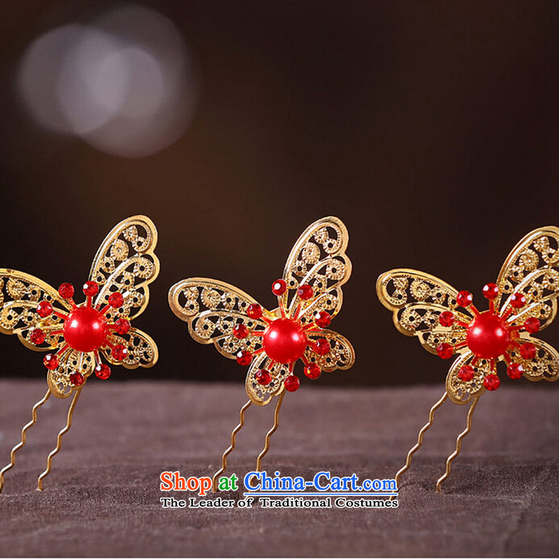 The Friends of the bride wedding dresses qipao accessories Korean lovely Head Ornaments marriages was adorned with Ornate Kanzashi Reserve Hong Zhu Butterfly, Lan-yi (LANYI) , , , shopping on the Internet