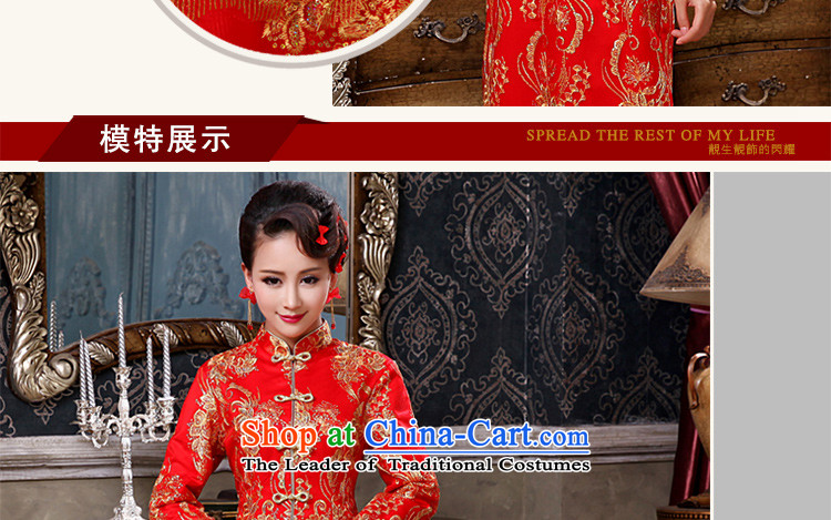 The talks with the autumn and winter 2015 new red marriages bows services improved long-sleeved red retro cheongsam dress of Qipao  XXL picture, prices, brand platters! The elections are supplied in the national character of distribution, so action, buy now enjoy more preferential! As soon as possible.