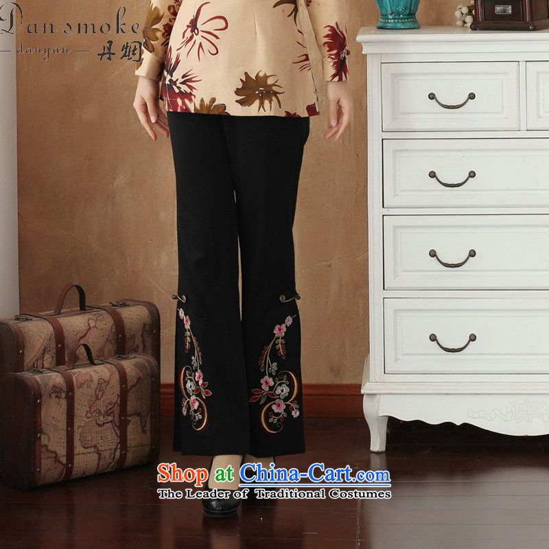 Dan women smoke during the spring and autumn in the Waist Trousers Tang straight legged pants beads embroidered trousers larger trousers Tang dynasty micro-bell-bottoms 4XL, embroidery - 1 Dan Smoke , , , shopping on the Internet