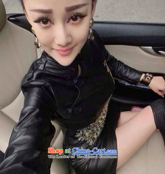 Multimedia population diman 2015 retro PU-clip Peacock Sau San package and qipao and sexy nightclubs leather black skirt M picture, prices, brand platters! The elections are supplied in the national character of distribution, so action, buy now enjoy more preferential! As soon as possible.