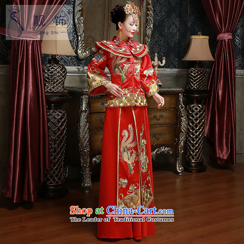 The new 2015 International Friendship Sau Wo Service new marriages bows to Chinese long red happy qipao Kit Red M talks trim (JINGSHI) , , , shopping on the Internet