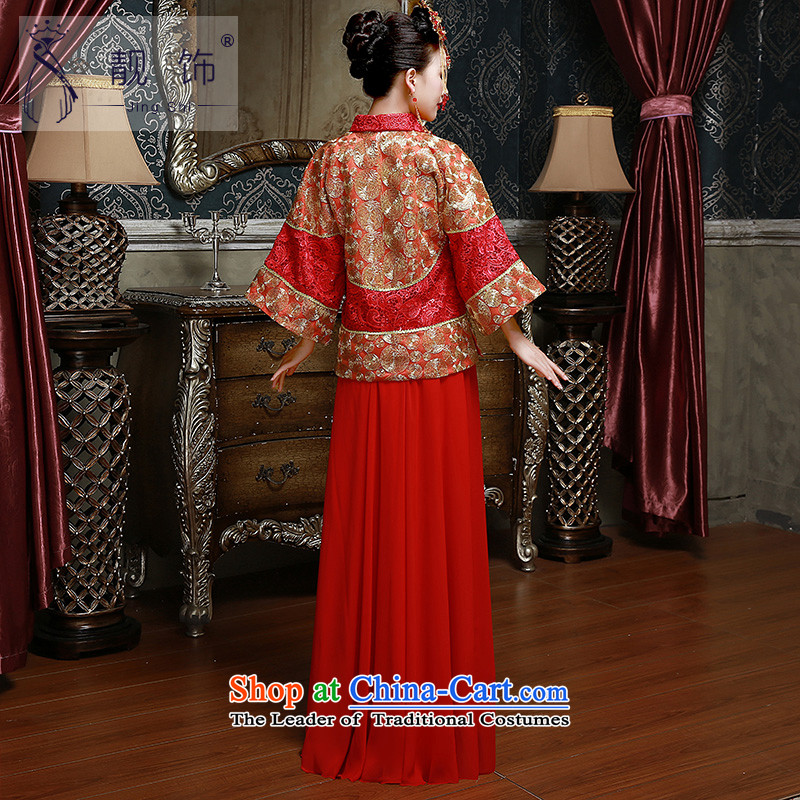 The new 2015 International Friendship Sau Wo Service marriages bows to Chinese style wedding dresses skirt retro long-sleeved red-soo wedding gown Wo Service S talks trim (JINGSHI) , , , shopping on the Internet