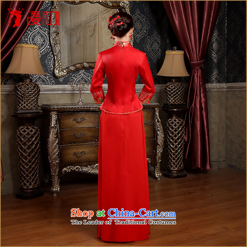 In the early 2015 new man bride red retro bows service long kit cheongsam, red early man , , , shopping on the Internet