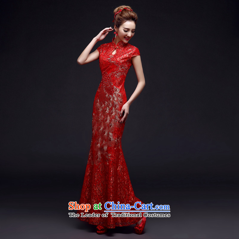 The privilege of serving-leung 2015 new bride of Chinese boxed wedding dress red wedding dress bows services qipao summer RED M, crowsfoot honor services-leung , , , shopping on the Internet