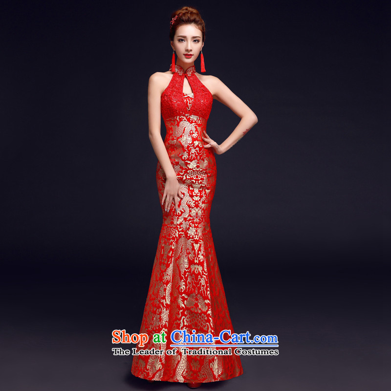 The privilege of serving-leung 2015 new bride red Chinese wedding dress wedding gown crowsfoot skirt bows to hang the history , red qipao honor services-leung , , , shopping on the Internet