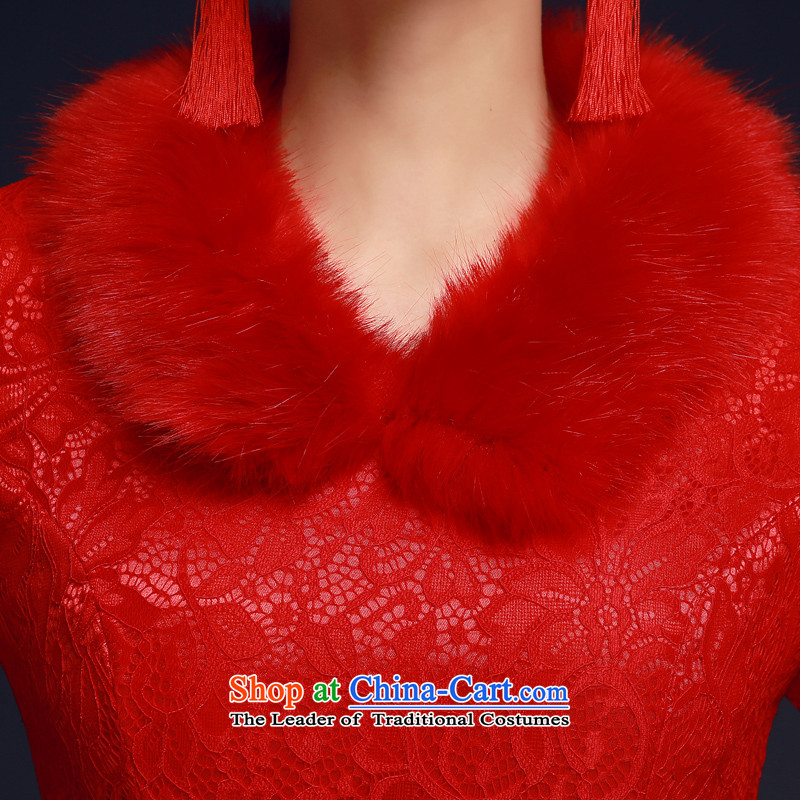 The privilege of serving-leung 2015 new winter chinese red color bride replacing wedding dress retro long qipao bows services have served, red-leung , , , shopping on the Internet