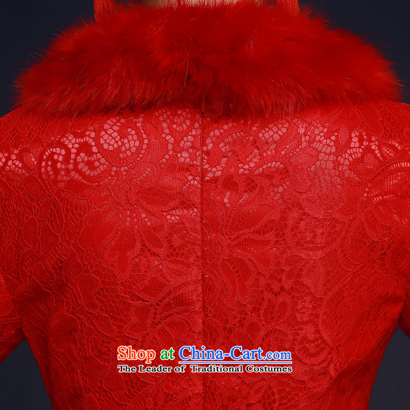 The privilege of serving-leung 2015 new winter chinese red color bride replacing wedding dress retro long qipao bows services have served, red-leung , , , shopping on the Internet