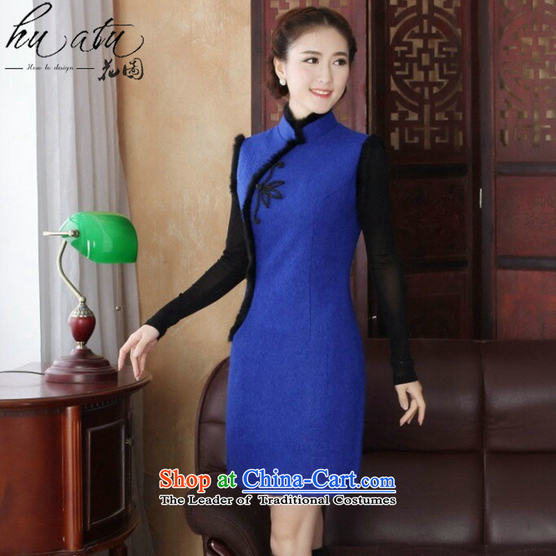 Floral Women 2015 Tang dynasty qipao autumn and winter cheongsam dress wool cotton folder? Chinese cheongsam dress collar improved color 2XL, figure it , , , shopping on the Internet