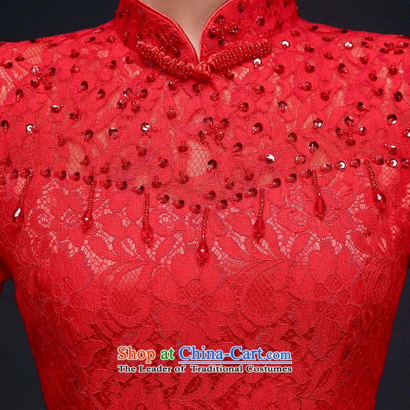 The privilege of serving-leung 2015 Winter New Chinese wedding dress bride red wedding dress uniform qipao crowsfoot red bows M-(40), honor services-leung , , , shopping on the Internet