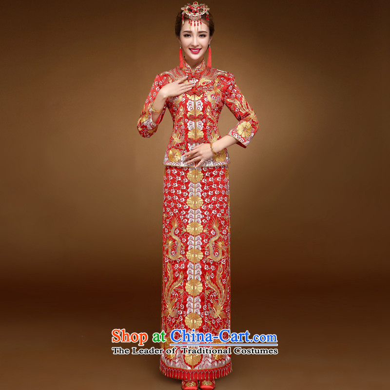 The privilege of serving-leung 2015 winter new chinese red color bride wedding dress wedding gown Soo Wo service use skirt use red dragon S-7 code, a service-leung , , , shopping on the Internet