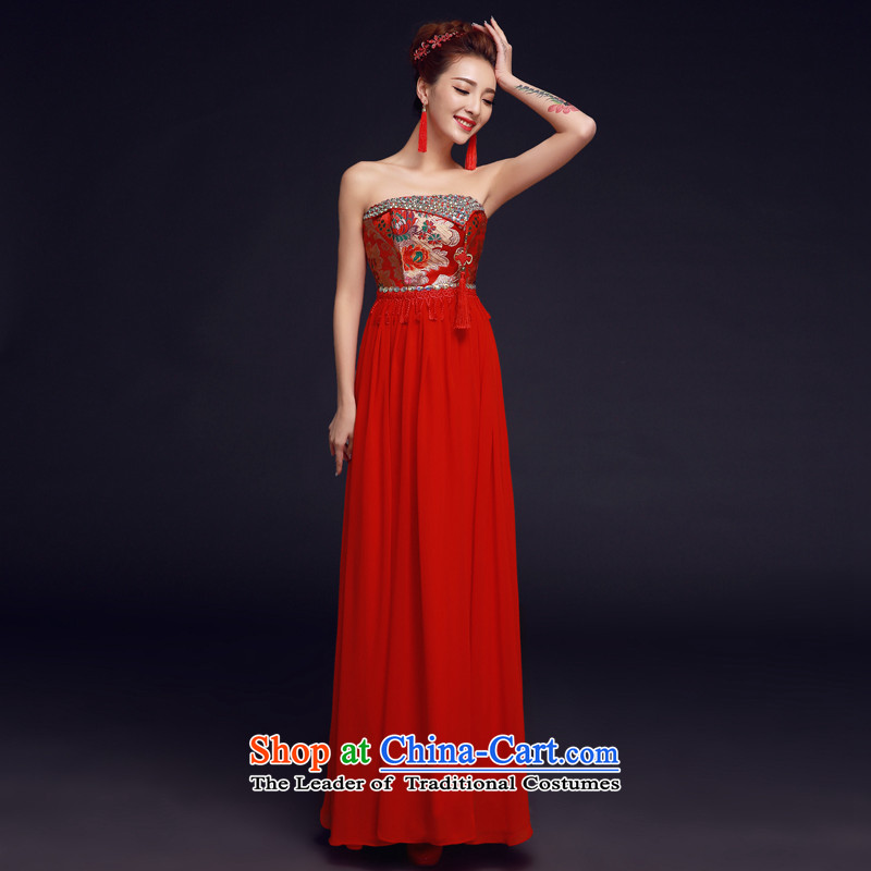 The privilege of serving-leung 2015 new bride of Chinese red anointed chest long wedding dress uniform qipao wedding gown bows red S honor services-leung , , , shopping on the Internet