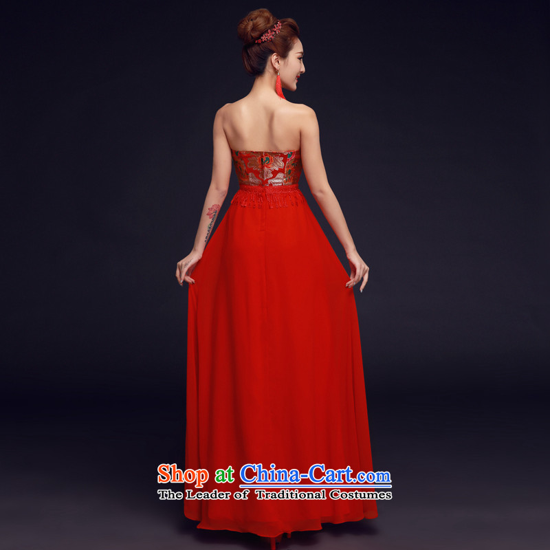 The privilege of serving-leung 2015 new bride of Chinese red anointed chest long wedding dress uniform qipao wedding gown bows red S honor services-leung , , , shopping on the Internet