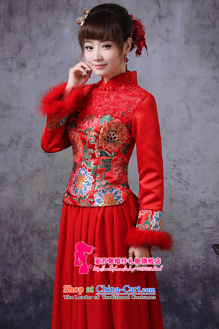 Marriages qipao skirt red long drink service new autumn and winter Chinese Dress retro cotton long-sleeved red XXXL folder picture, prices, brand platters! The elections are supplied in the national character of distribution, so action, buy now enjoy more preferential! As soon as possible.