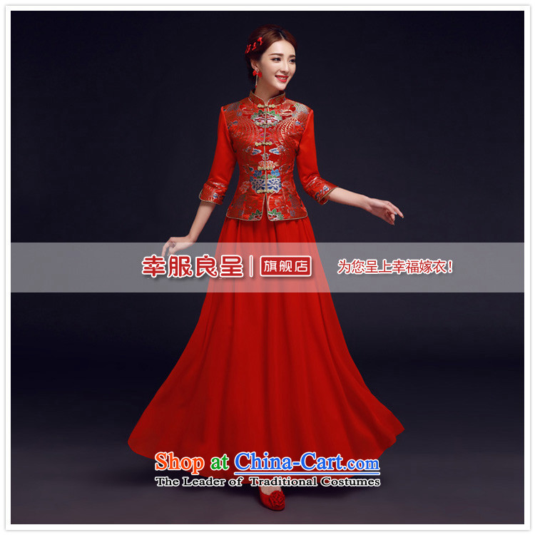 The privilege of serving-leung 2015 new bride with red winter wedding dress Chinese Antique long qipao bows services red L picture, prices, brand platters! The elections are supplied in the national character of distribution, so action, buy now enjoy more preferential! As soon as possible.