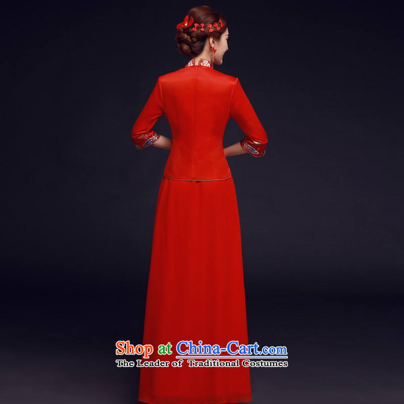 The privilege of serving-leung 2015 new bride with red winter wedding dress Chinese Antique long qipao bows services have served, L, red-leung , , , shopping on the Internet