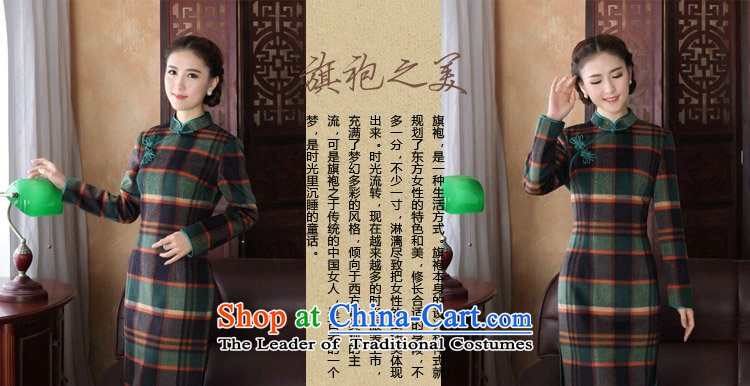 Floral women in spring and autumn 2015 new cheongsam Tang Dynasty Chinese improved collar wool? long-sleeved chidori of qipao gown chidori grid 3XL picture, prices, brand platters! The elections are supplied in the national character of distribution, so action, buy now enjoy more preferential! As soon as possible.