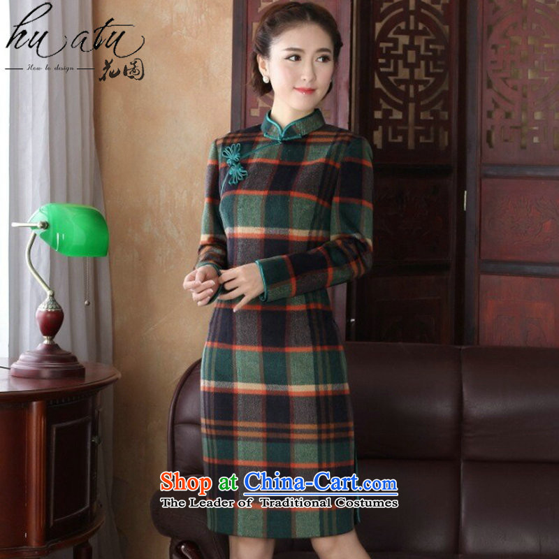 Floral women in spring and autumn 2015 new cheongsam Tang Dynasty Chinese improved collar wool? long-sleeved chidori of qipao gown chidori 3XL, mosaic of shopping on the Internet has been pressed.