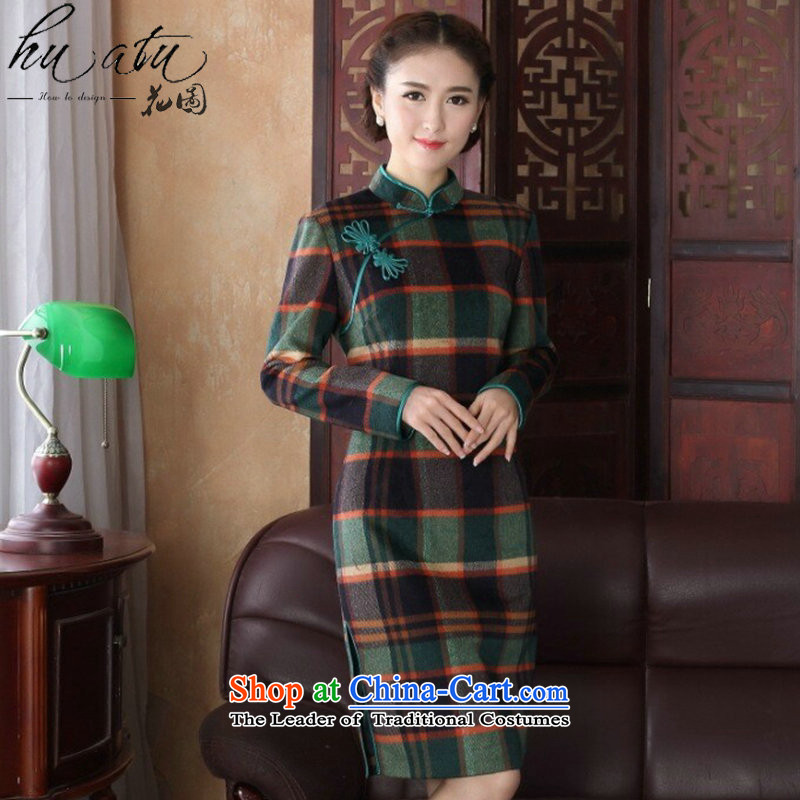 Floral women in spring and autumn 2015 new cheongsam Tang Dynasty Chinese improved collar wool? long-sleeved chidori of qipao gown chidori 3XL, mosaic of shopping on the Internet has been pressed.