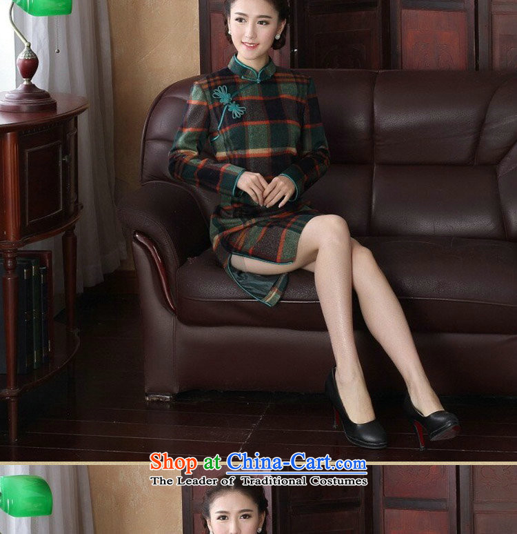 Dan 2015 women in spring and autumn smoke new cheongsam Tang Dynasty Chinese improved collar wool? long-sleeved chidori of qipao gown chidori grid XL Photo, prices, brand platters! The elections are supplied in the national character of distribution, so action, buy now enjoy more preferential! As soon as possible.