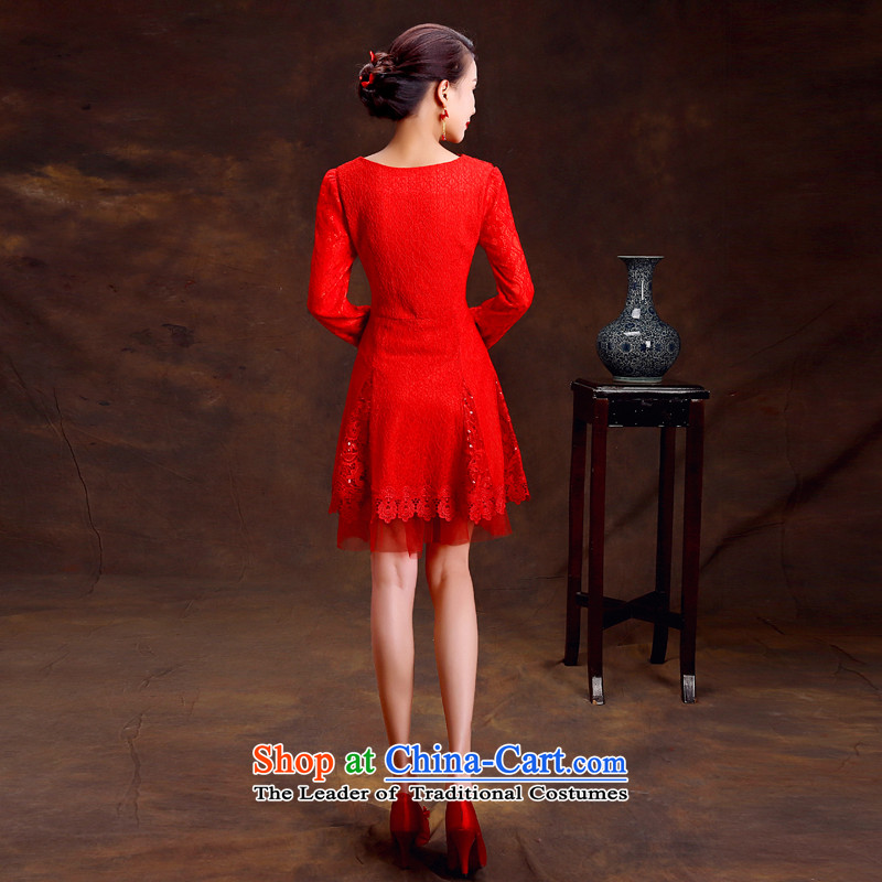 Lan-yi marriages cheongsam dress retro improvements bows cheongsam dress red spring and autumn qipao gown RED M Marriage Code 2 feet of the waist-yi (LANYI) , , , shopping on the Internet