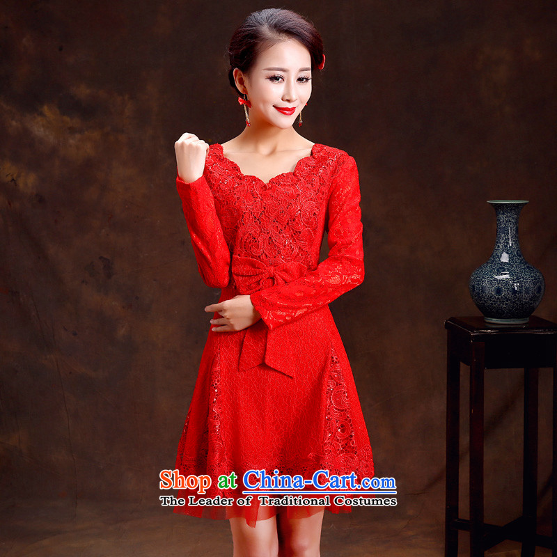 Lan-yi marriages cheongsam dress retro improvements bows cheongsam dress red spring and autumn qipao gown RED M Marriage Code 2 feet of the waist-yi (LANYI) , , , shopping on the Internet