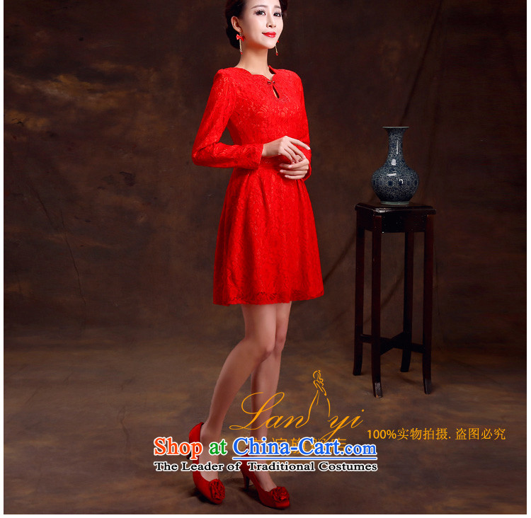Lan-yi marriages cheongsam dress retro improvements bows stylish qipao skirt Red Spring and Autumn Chinese wedding dress quality assurance L code waist 2.1 foot picture, prices, brand platters! The elections are supplied in the national character of distribution, so action, buy now enjoy more preferential! As soon as possible.