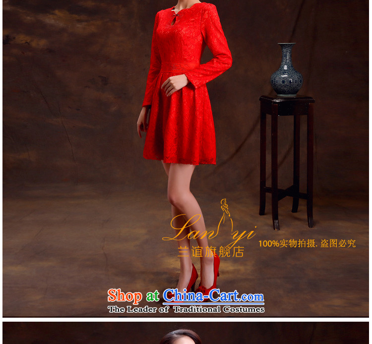 Lan-yi marriages cheongsam dress retro improvements bows stylish qipao skirt Red Spring and Autumn Chinese wedding dress quality assurance L code waist 2.1 foot picture, prices, brand platters! The elections are supplied in the national character of distribution, so action, buy now enjoy more preferential! As soon as possible.