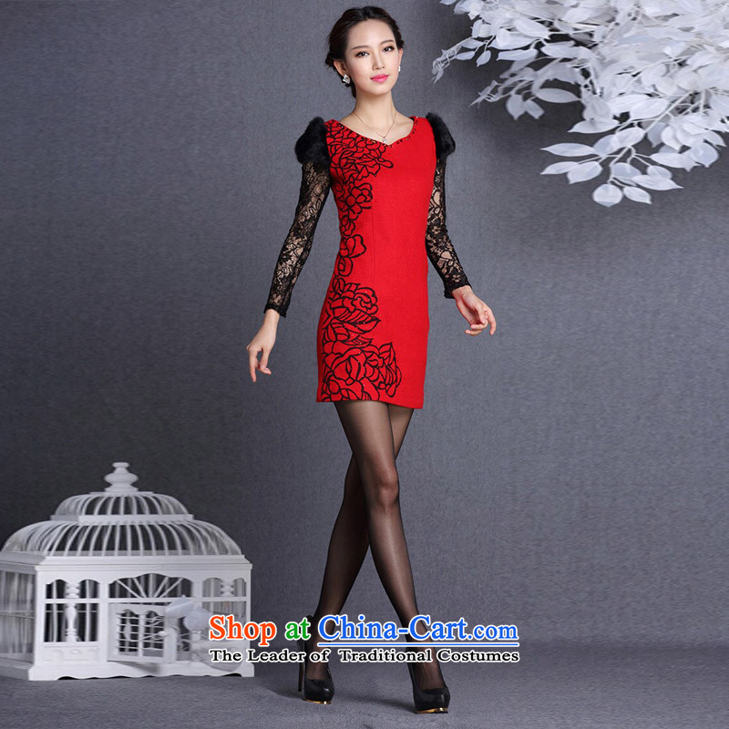 The end of the light (QM) rabbit hair stylish cuff gross body? Short qipao XWG red light at the end of M , , , shopping on the Internet