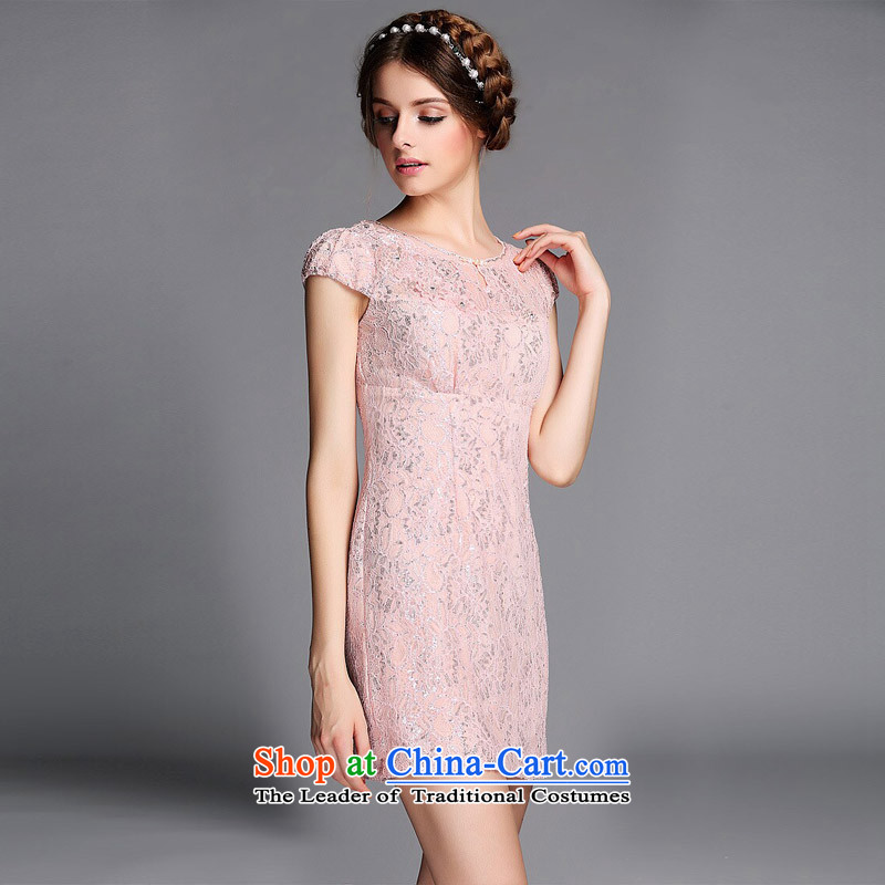 The end of the light (QM) Improved stylish round-neck collar set pearl lace engraving on short qipao XWGQF140605's picture color light at the end of M , , , shopping on the Internet