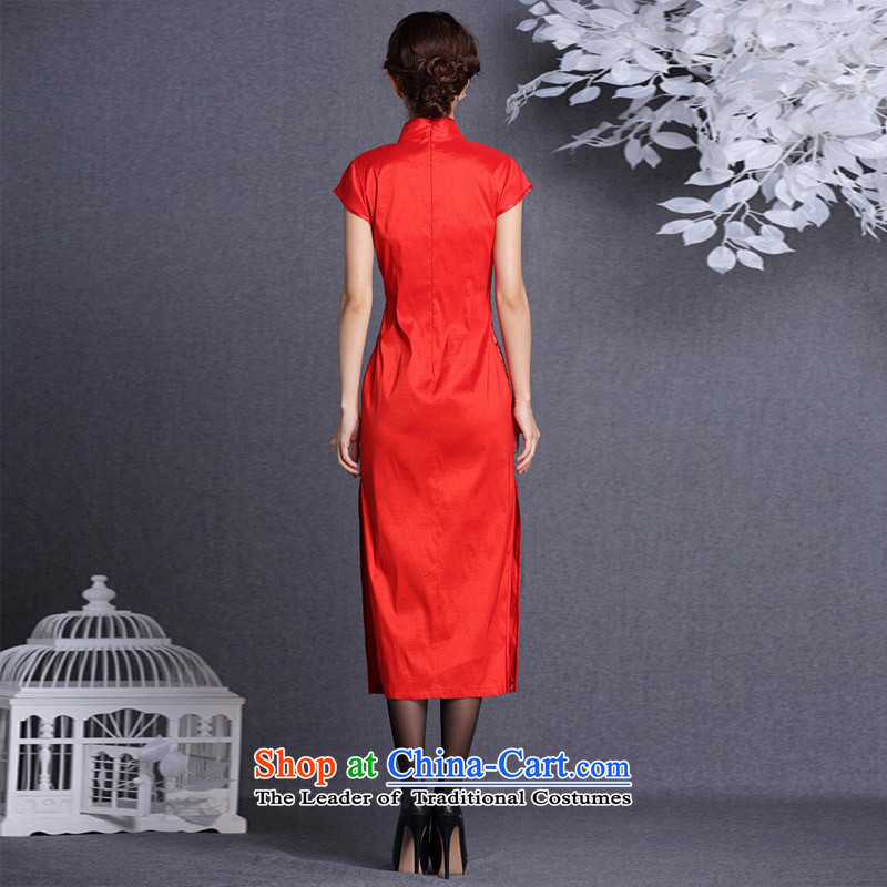 The end of the light (QM) Improved stylish embroidered on the netting is long qipao XWGQF-1309-22 banquet  XXL, red light at the end of shopping on the Internet has been pressed.