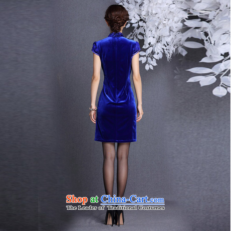 The end of the light (QM) Stylish retro wool stitching improved short-sleeved short qipao XWGQF1309-12 picture color light at the end of XL, , , , shopping on the Internet