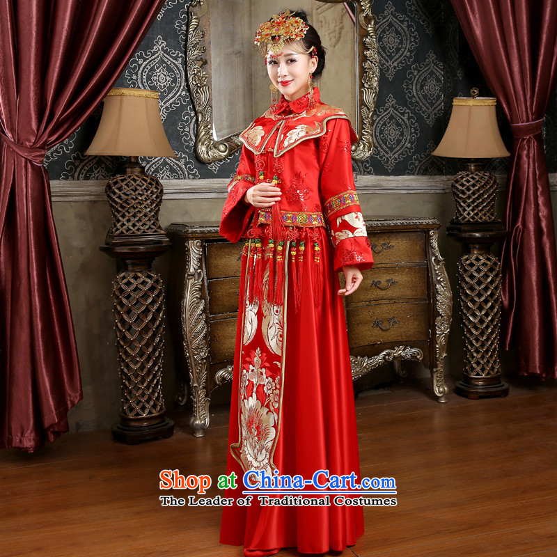 In 2015 winter long-sleeved new friends of qipao skirt for winter marriages bows dress the cotton waffle long-soo Wo Service Code Red M 2 feet of the waist-yi (LANYI) , , , shopping on the Internet