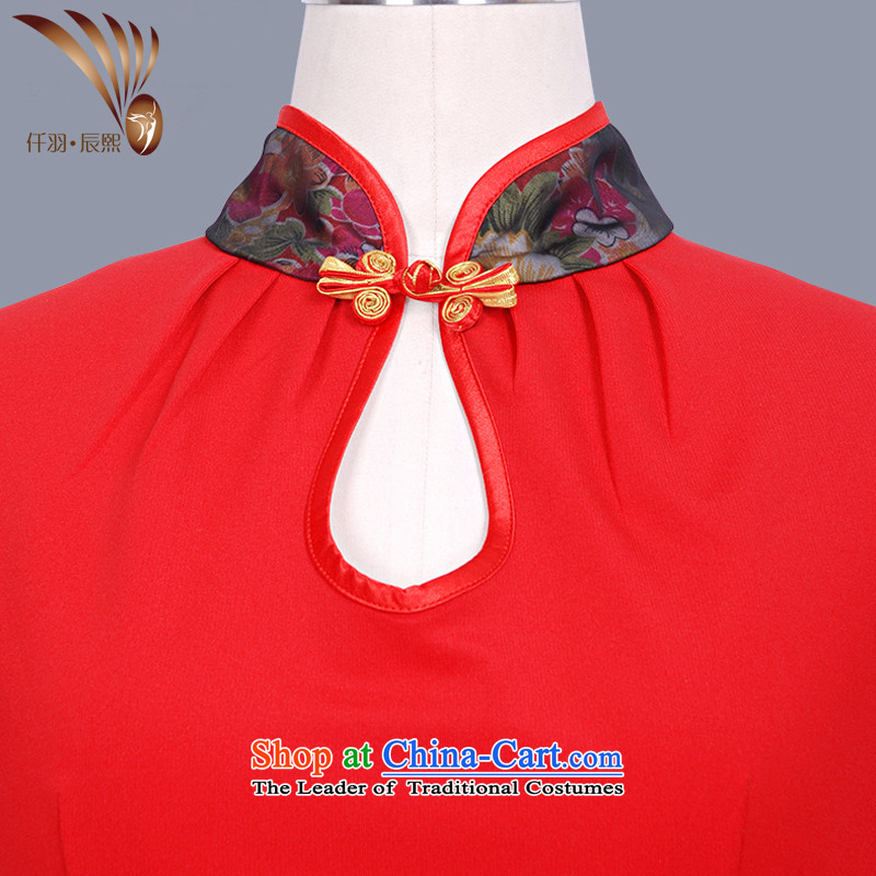 Sophie Yu Chenxi 2014 new seven-sleeved Tang dynasty fashion clothing technician qipao attire Split Sleeve skirt GT00465 RED S, Mr. Jimmy Kva Chenxi , , , shopping on the Internet