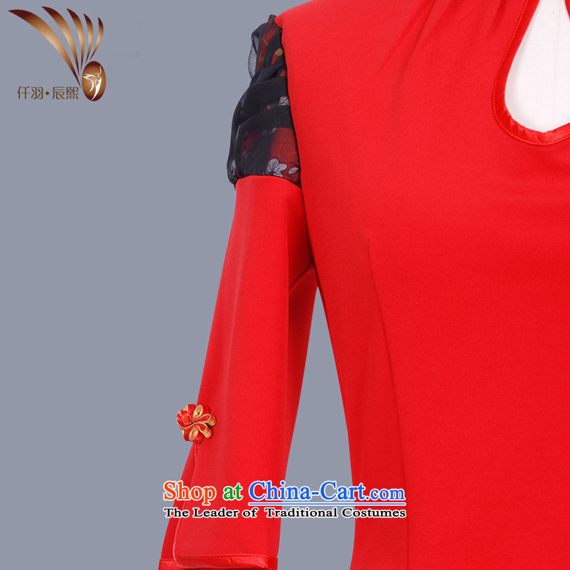 Sophie Yu Chenxi 2014 new seven-sleeved Tang dynasty fashion clothing technician qipao attire Split Sleeve skirt GT00465 RED S, Mr. Jimmy Kva Chenxi , , , shopping on the Internet