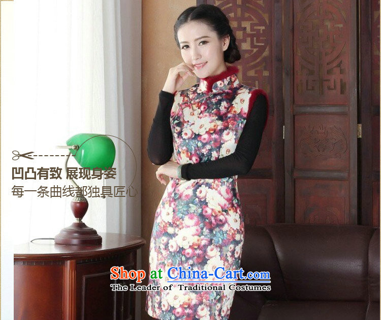 Floral qipao Tang dynasty women winter clothing clip cotton collar improved Stylish retro really rabbit hair collar cheongsam dress 3126 3XL picture, prices, brand platters! The elections are supplied in the national character of distribution, so action, buy now enjoy more preferential! As soon as possible.