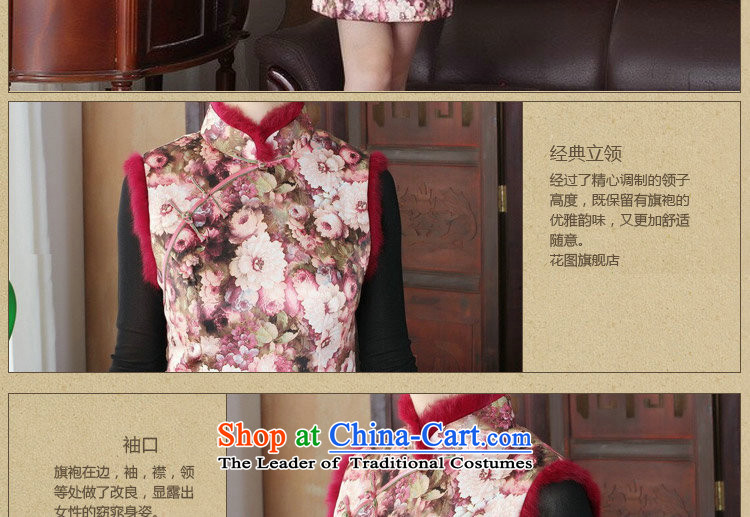 Floral qipao Tang dynasty women winter clothing clip cotton collar improved Stylish retro really rabbit hair collar cheongsam dress 3126 3XL picture, prices, brand platters! The elections are supplied in the national character of distribution, so action, buy now enjoy more preferential! As soon as possible.