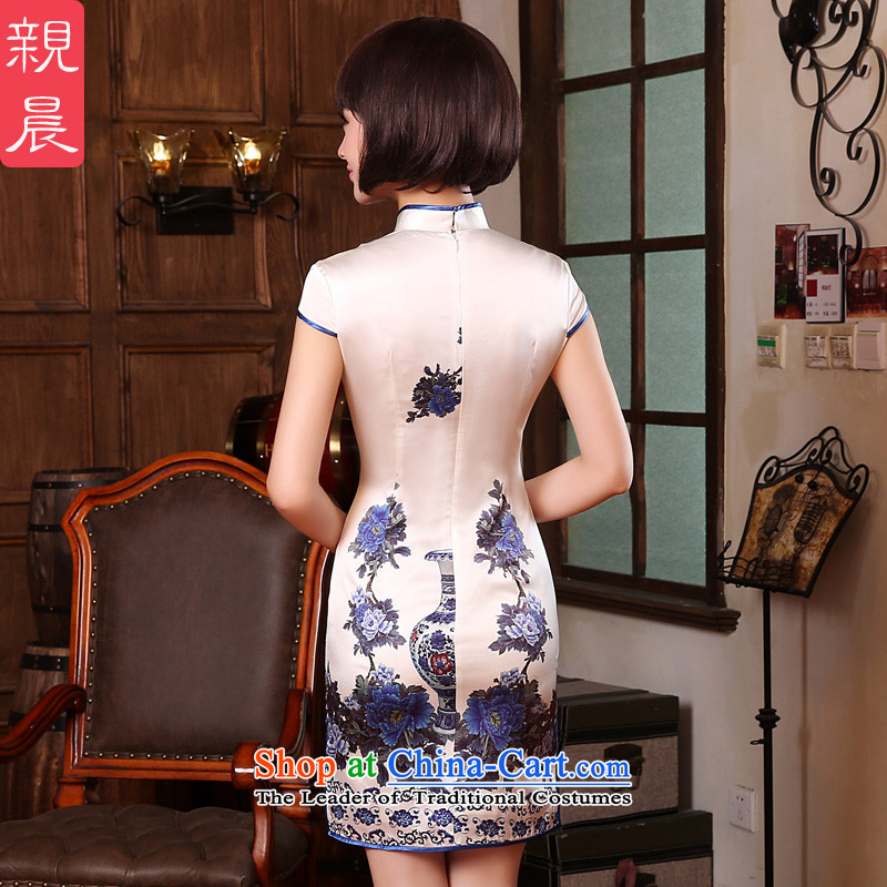 The pro-am for summer 2015 new retro short, upscale herbs extract porcelain silk cheongsam dress Sau San dresses porcelain 2XL- waist 83cm, pro-am , , , shopping on the Internet