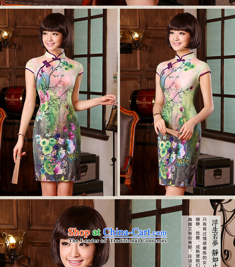 【 pro-am- 2015 New Natural Silk herbs extract short of one-to-day qipao retro Sau San dresses short-sleeved 2XL- waist 77cm hold picture, prices, brand platters! The elections are supplied in the national character of distribution, so action, buy now enjoy more preferential! As soon as possible.