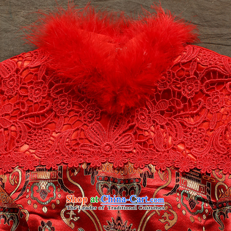 Non-you do not marry 2015 new bride bows to Sau San red winter clothing 7、Qipao Length of marriage cuff retro Chinese Dress 2XL, Red non-you do not marry shopping on the Internet has been pressed.