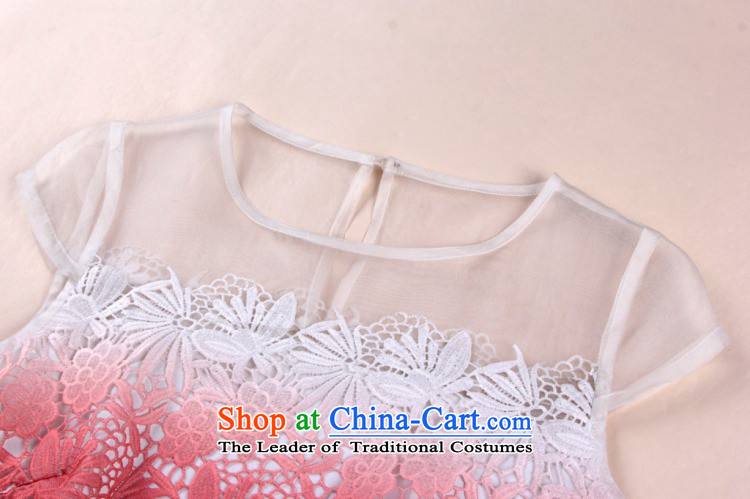  The spring and summer of 2015, smoke dan cheongsam dress stylish classic improved Silk Cheongsam OSCE root yarn water-soluble cheongsam dress gradient round-neck collar L picture, prices, brand platters! The elections are supplied in the national character of distribution, so action, buy now enjoy more preferential! As soon as possible.
