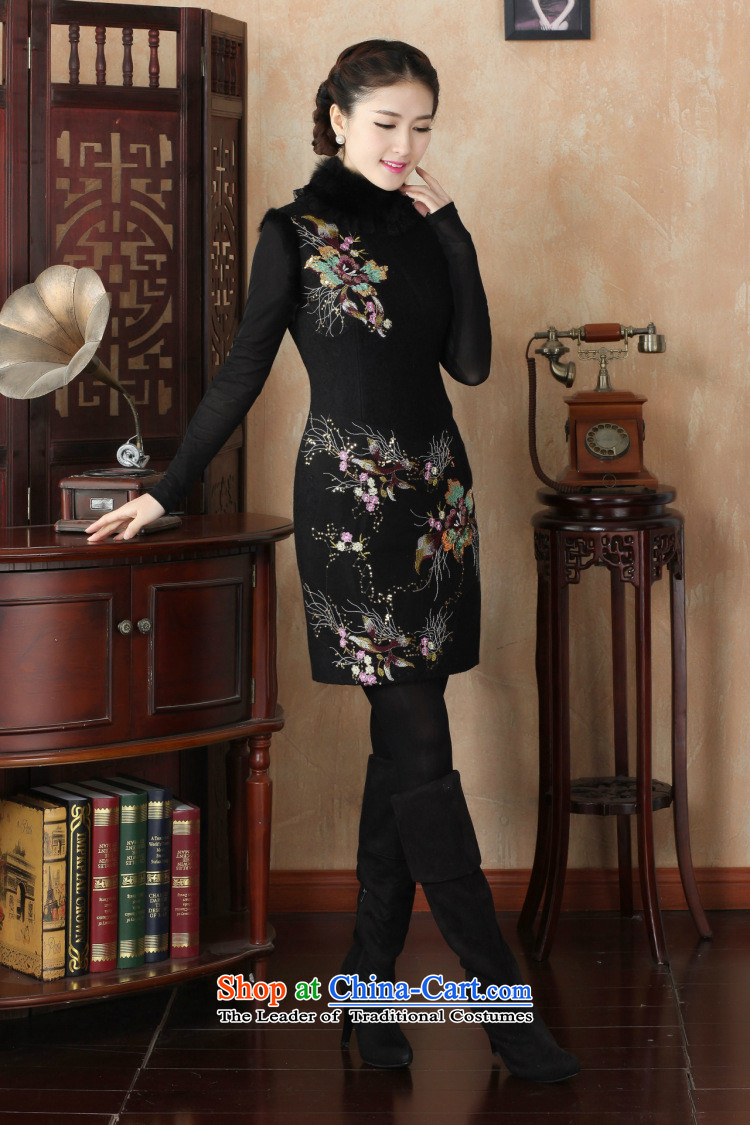 Dan smoke qipao winter 2015 new product improvement and Stylish retro rabbit hair for warm women's day-to-Folder cotton cheongsam dress large black XL Photo, prices, brand platters! The elections are supplied in the national character of distribution, so action, buy now enjoy more preferential! As soon as possible.