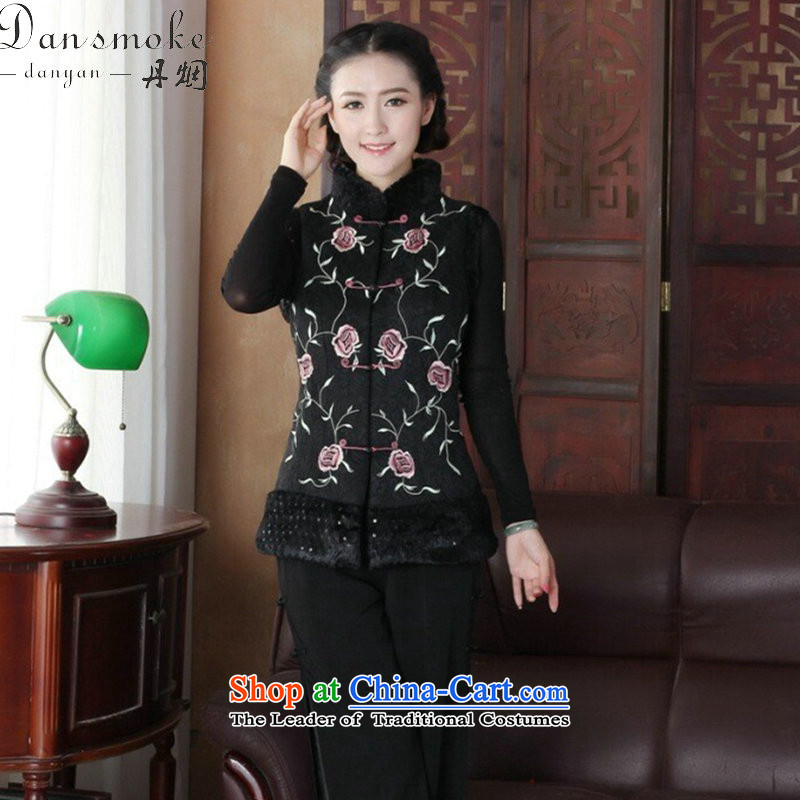 Dan smoke autumn and winter new ethnic Chinese women's Mock-neck embroidery improved disk detained Tang dynasty, T-shirt, a figure color 2XL, Dan Smoke , , , shopping on the Internet