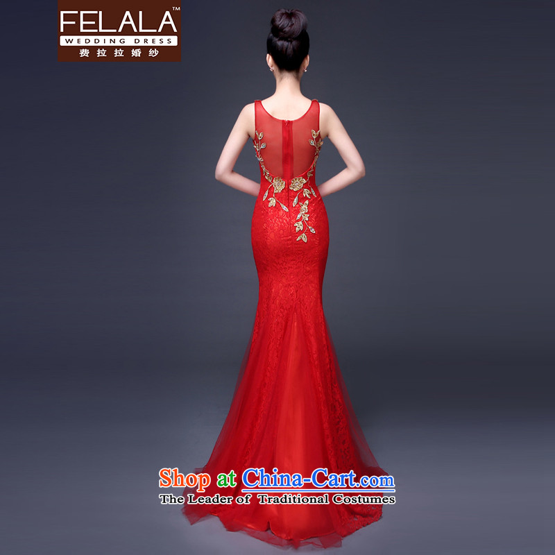 Ferrara Spring 2015, new dress deep V shoulders and toasting champagne evening dress crowsfoot Sau San Services Red L Suzhou shipment of Ferrara wedding (FELALA) , , , shopping on the Internet