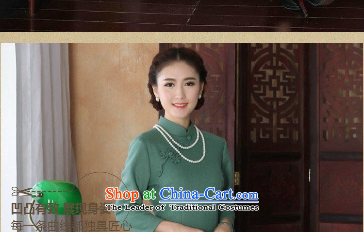 Floral Spring 2015 cheongsam dress Chinese qipao collar improved graphics thin wool is fashionable dresses long-sleeved green 2XL Photo cheongsam, prices, brand platters! The elections are supplied in the national character of distribution, so action, buy now enjoy more preferential! As soon as possible.
