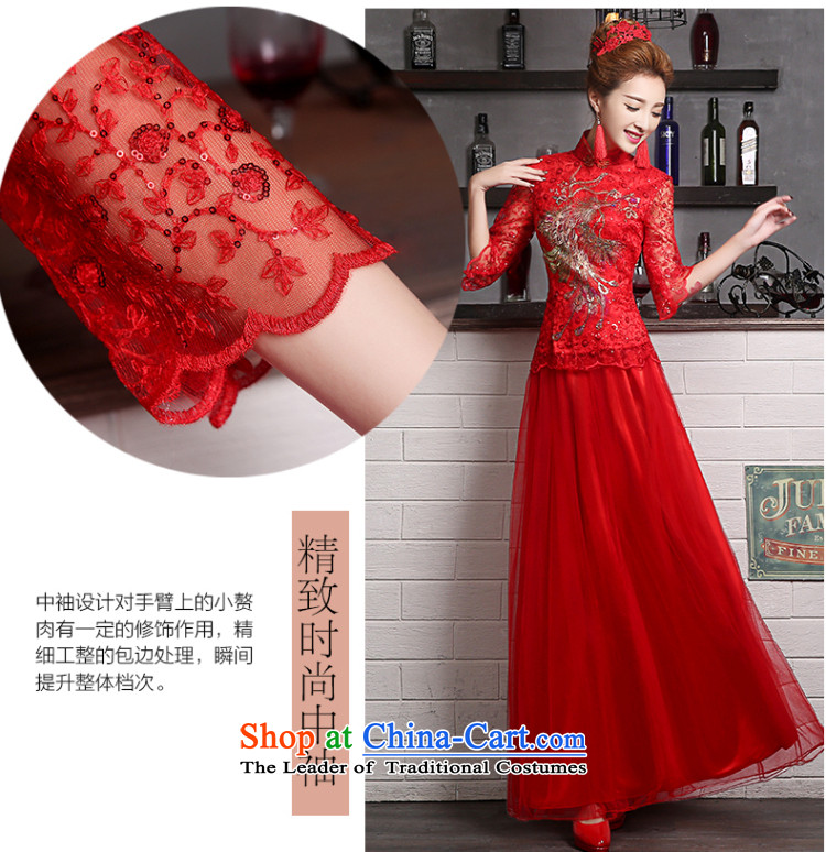 Toasting champagne qipao services stylish and elegant autumn 2015 new long-sleeved) Bride Chinese wedding dress video thin red dress L(3 Sau San days shipment) Picture, prices, brand platters! The elections are supplied in the national character of distribution, so action, buy now enjoy more preferential! As soon as possible.