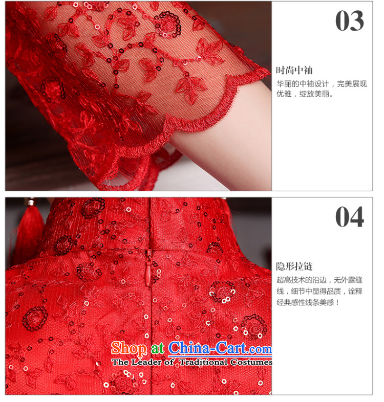 Toasting champagne qipao services stylish and elegant autumn 2015 new long-sleeved) Bride Chinese wedding dress video thin red dress L(3 Sau San days shipment) Picture, prices, brand platters! The elections are supplied in the national character of distribution, so action, buy now enjoy more preferential! As soon as possible.